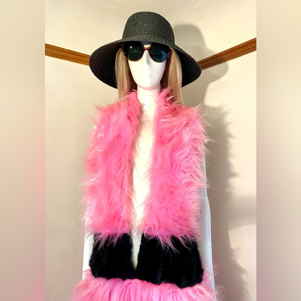 PEPPER Re- Couture - Pink Couture Faux Fur Dress -Sz M